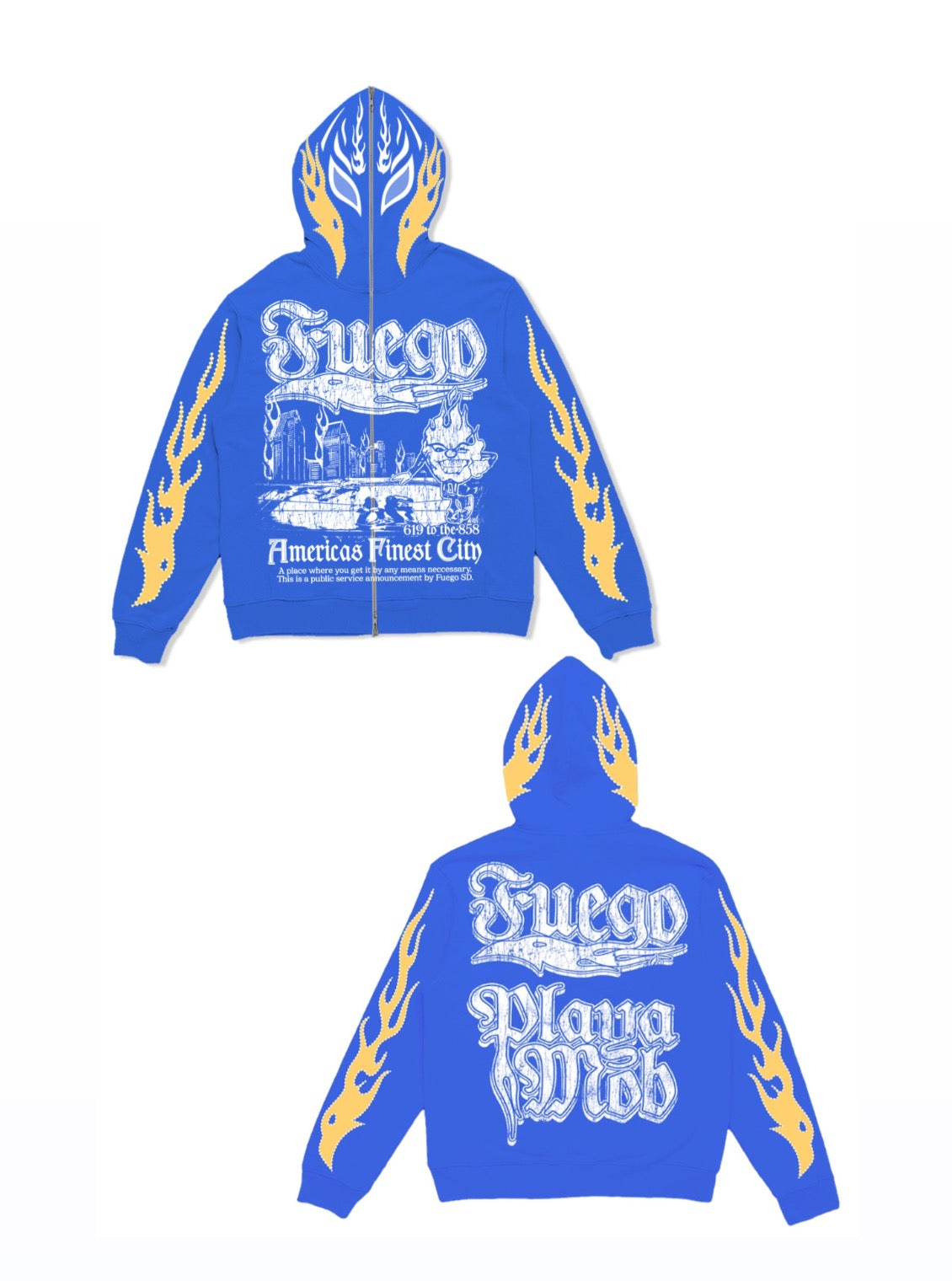 Luchador full-zip hoodie (Baby Blue)